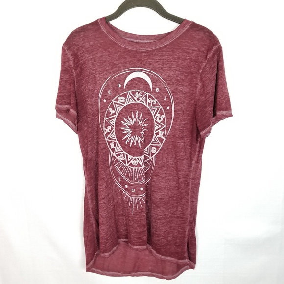 L.O.L. Vintage Tops - L.O.L Vintage | Maroon Burnout Graphic Tee Shirt